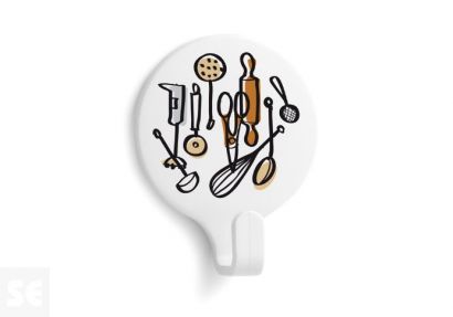 Colgador adhesivo circular decorado cocina 53 x 42 x 17 mm.