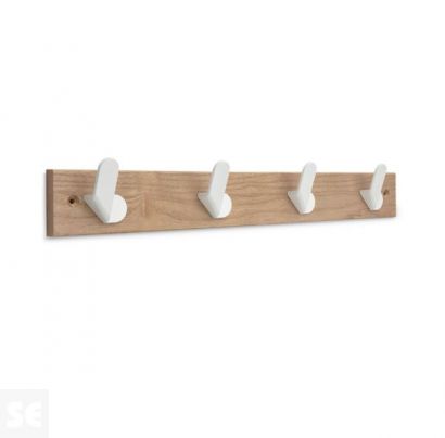 Colgador fresno nordik blanco con 4 ganchos 68 x 488 x 51 mm.