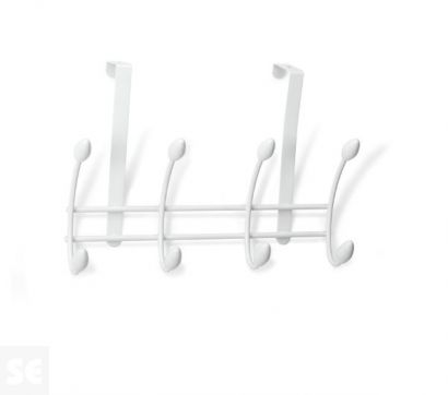 Colgador sobrepuerta blanco 4 ganchos dobles 208 x 306 x 109 mm.