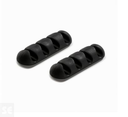 Clip Adhesivo Múltiple Negro Fijación de Cables (2u.)