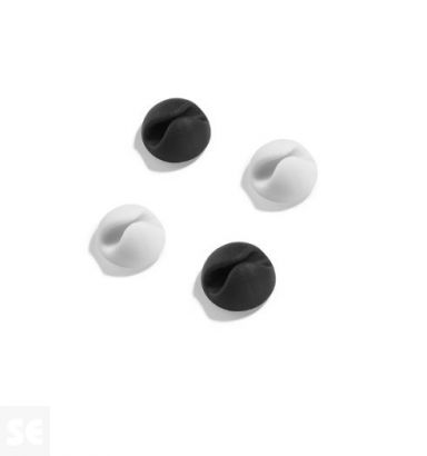 Mini-Clip Adhesivo Blanco-Negro Fijación de Cables 12x20x20 mm. (8u.)