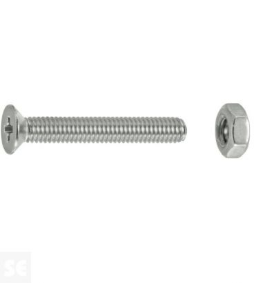 Tornillo Cabeza Cónica M3x20mm. A2 Ph Din 7046 (16 piezas)