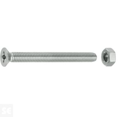 Tornillo Cabeza Cónica M6x60mm. A2 Ph Din 7046 (4 piezas)