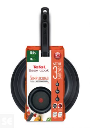 Set 3 Sartenes Easy Cook Antiadherente 20-24-26cm. Tefal