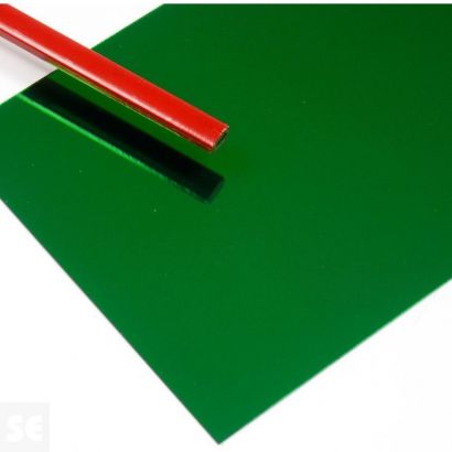 Placa Poliestireno Espejo Verde 2000x1000x1mm.