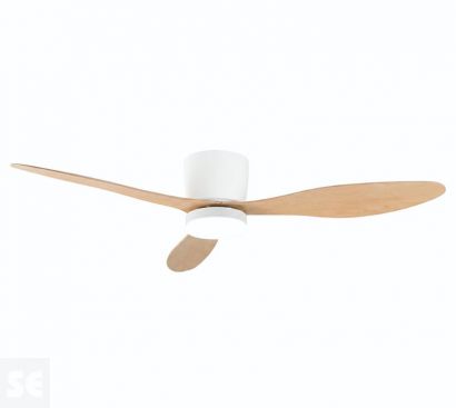 Ventilador Techo con Luz. Madera Natural 30 W. 6 Velocidades 132cm.