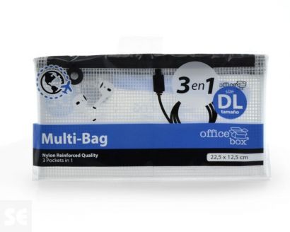 Bolsa Multiuso con cremallera 3 en1 Dl Negro (22,5 X 12,5 Cm)