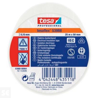 Cinta Aislante Tesaflex 25 m x 50 mm Blanco
