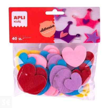 Formas Fieltro Corazones 40 uds.