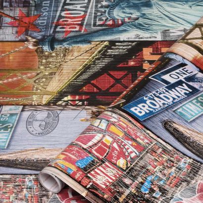 Vinilo Adhesivo Decorado Manhattan de 45cmx2mt