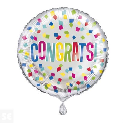 Globo Metalizado Redondo Colorful Congrats 45,7 cm