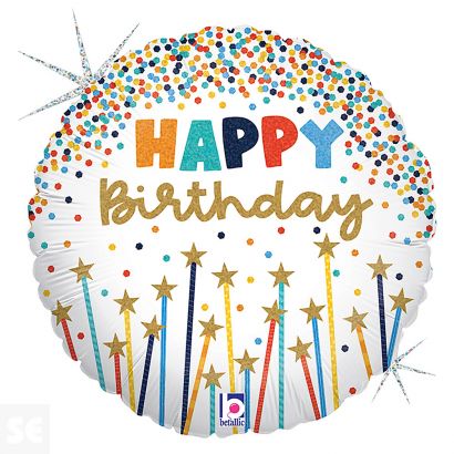 Globo Redondo Velas Cumpleaños Estrella 46 cm