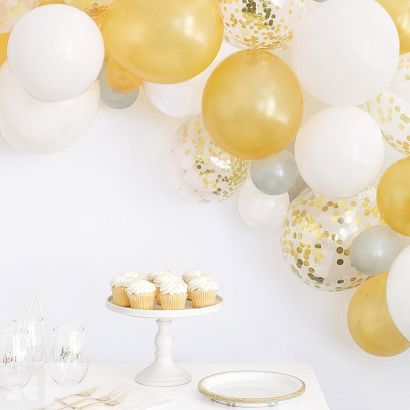 Kit Arco Globos Látex Confeti Liso y Laminado