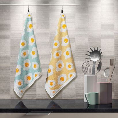 Paño Cocina Huevos Fritos Blanco 50x50 cm