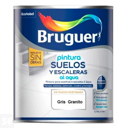 Pintura Bruguer Suelos Agua Satinada Gris Granito 750 ml