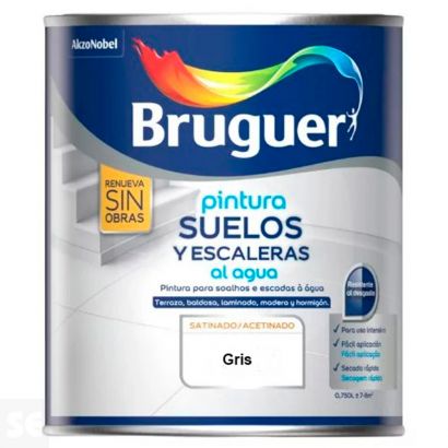 Pintura Bruguer Suelos Agua Satinada Gris 750 ml