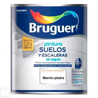 Pintura Bruguer Suelos Agua Satinada Marrón Piedra 750 ml