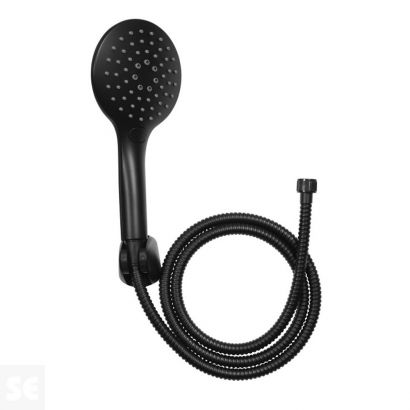 Set Ducha Noir Negro Mango Flexo Soporte