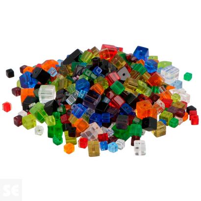 27 Cuenta Vidrio Cubo Transp Mezcla 4-6-8mm 300g