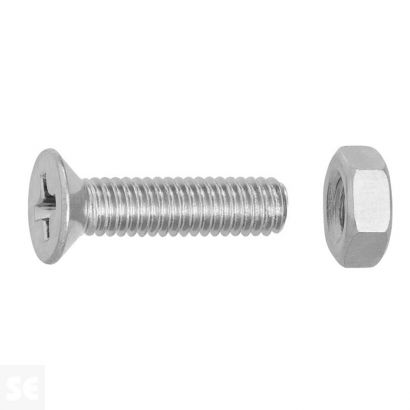 Tornillo Cabeza avellanada + Tuercas Cabeza Plana Fresada Cincada PH M4X16 mm (100u.)