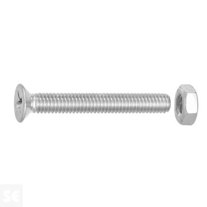 Tornillo Cabeza avellanada + Tuercas Cabeza Plana Fresada Cincada PH M4X30 mm (65u.)