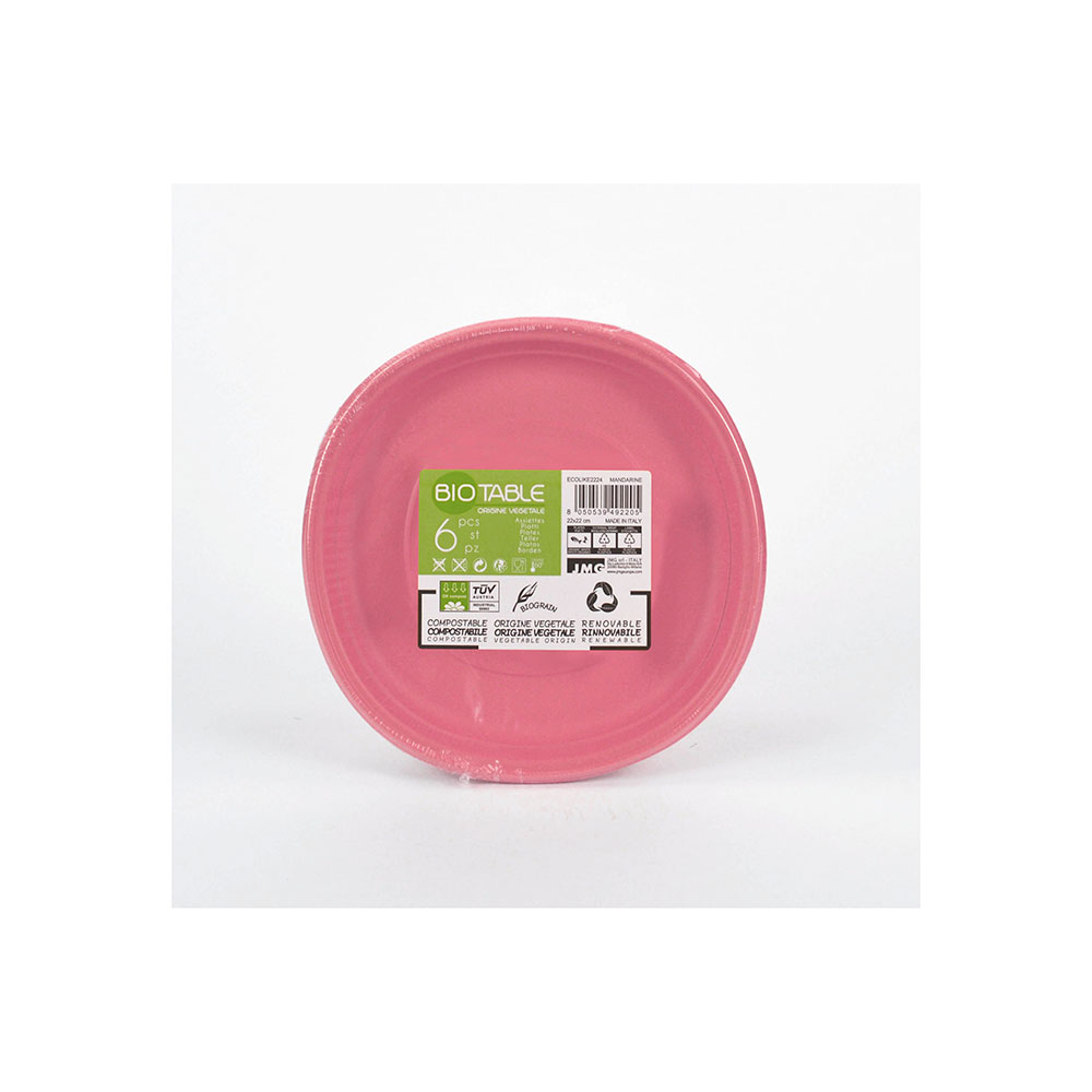 Plato Compost. Ecolike Biograin Rosa Fucsia Diam. 22 Cm 6 Uds