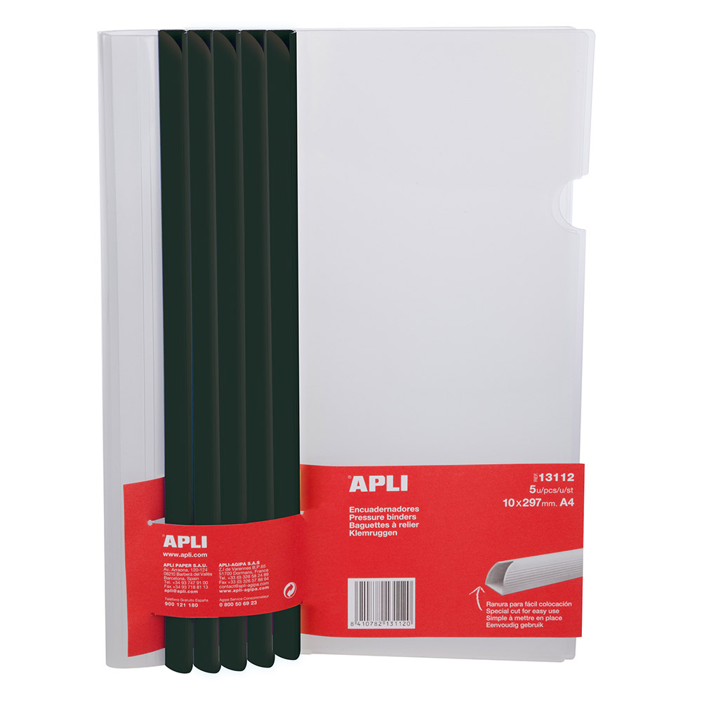 Encuadernadores 10 mm Negro 5 uds. + Fundas