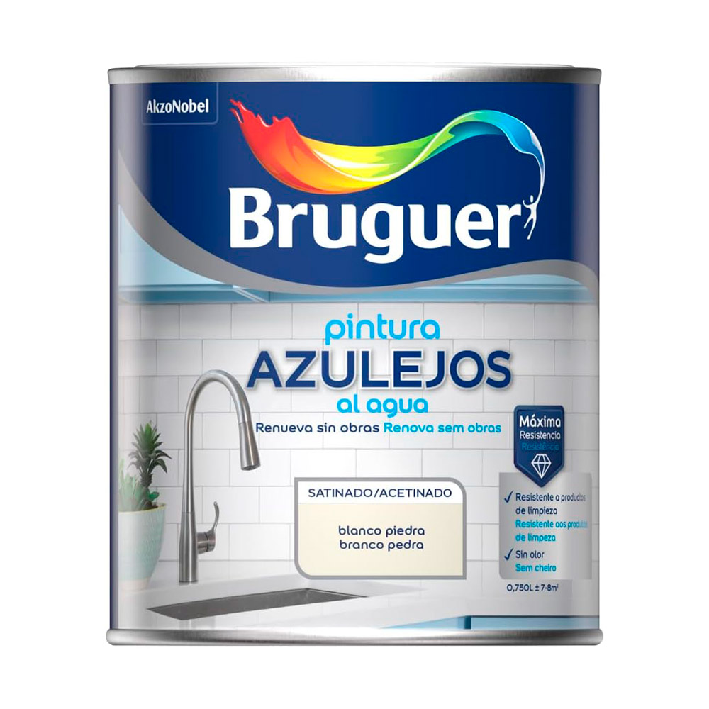 Esmalte Azulejos Agua Satinado Blanco Piedra 0,75 L