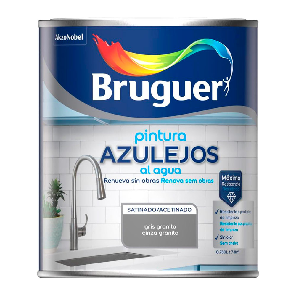 Esmalte Azulejos Agua Satinado Gris Granito 0,75 l