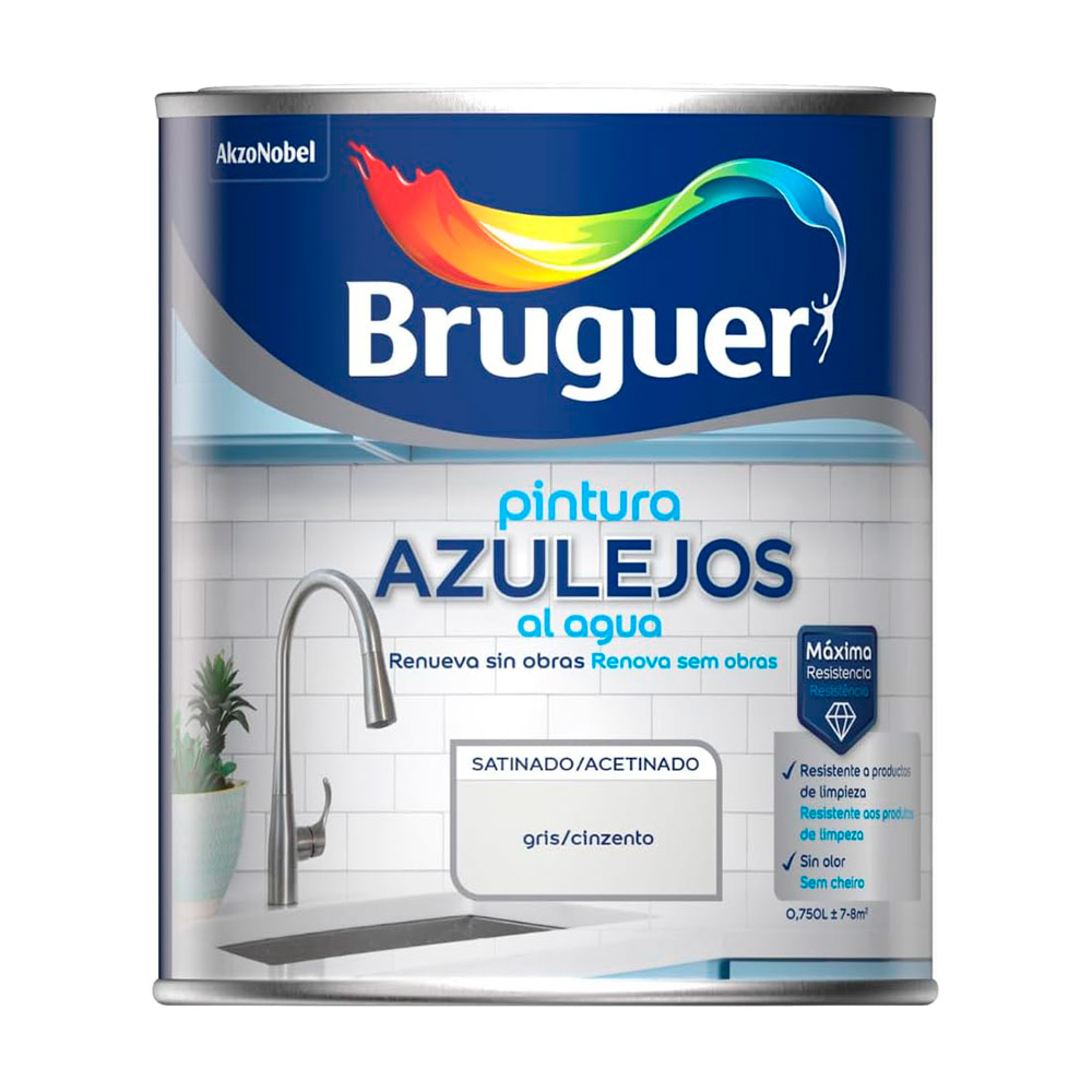 Esmalte Azulejos Agua Satinado Gris 0,75 l