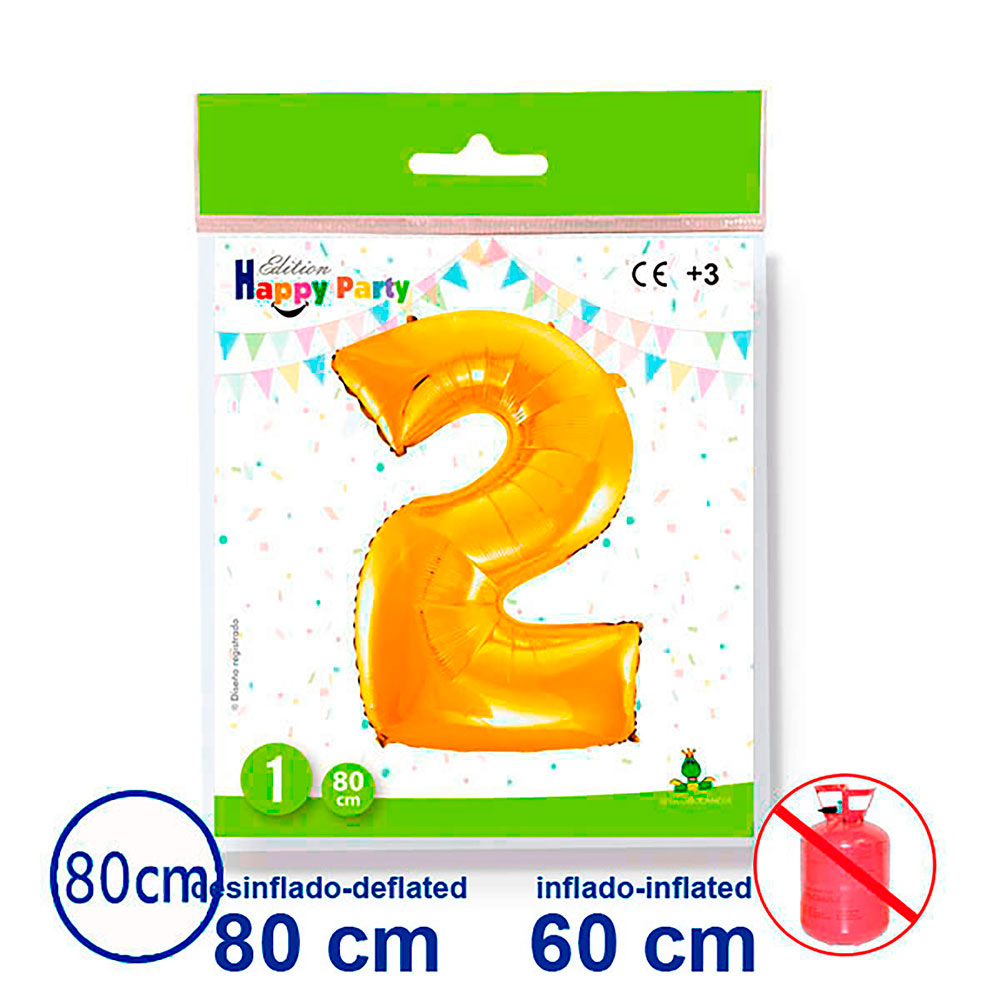 Globo de Poliamida Forma Nº 2 Oro 80 cm