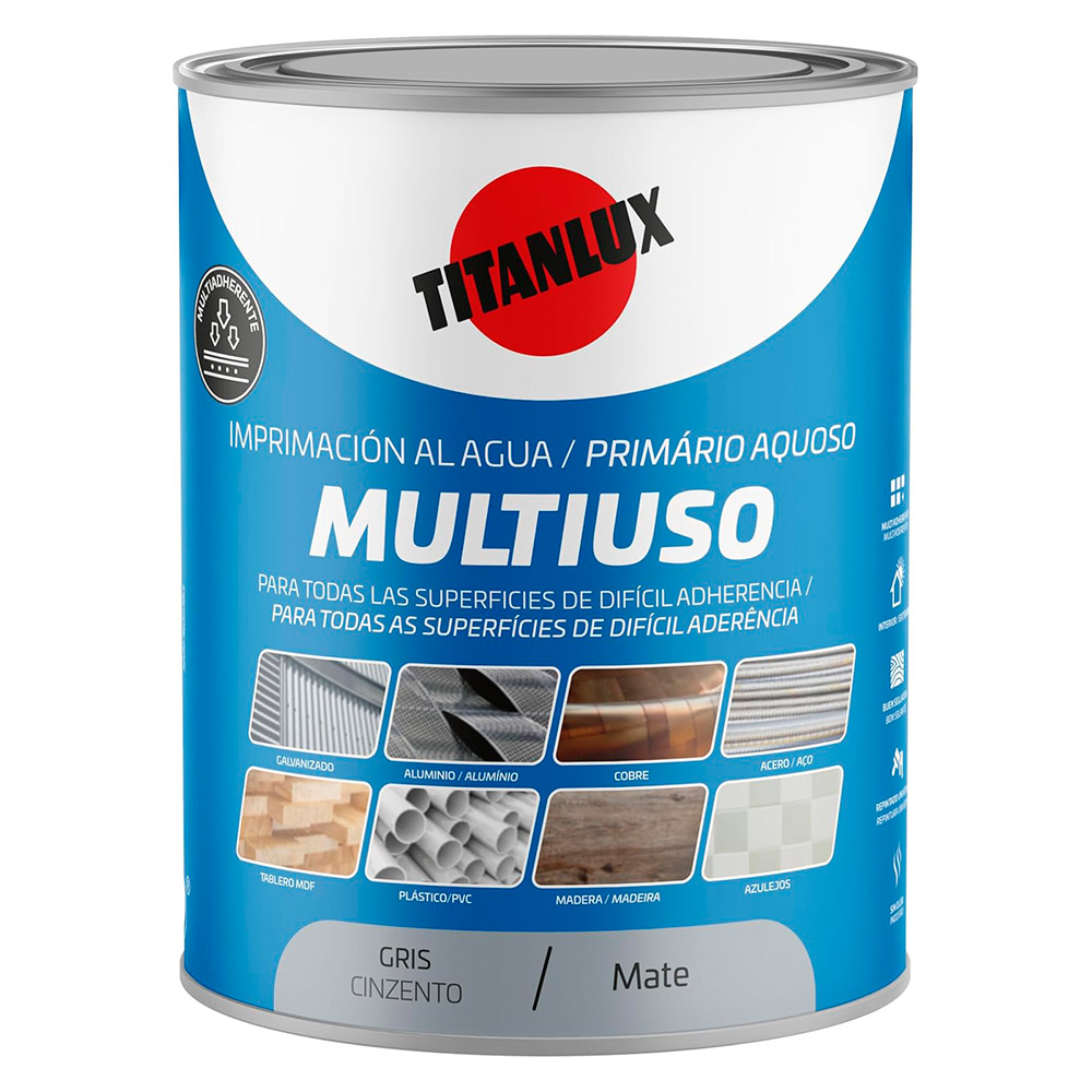 Titanlux Imprimacion Multiuso al Agua Gris 750 ml