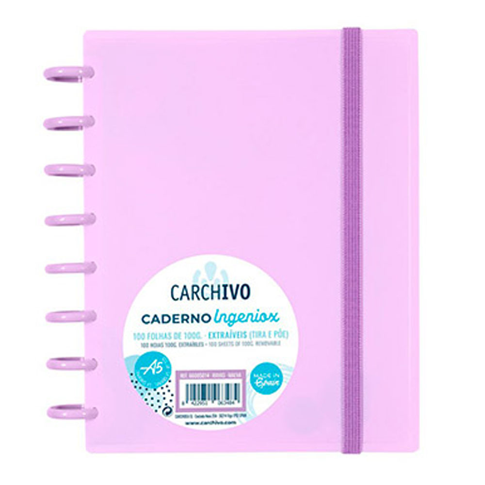 Cuaderno Ingeniox Foam A5 80h Cuadrícula Malva Pastel