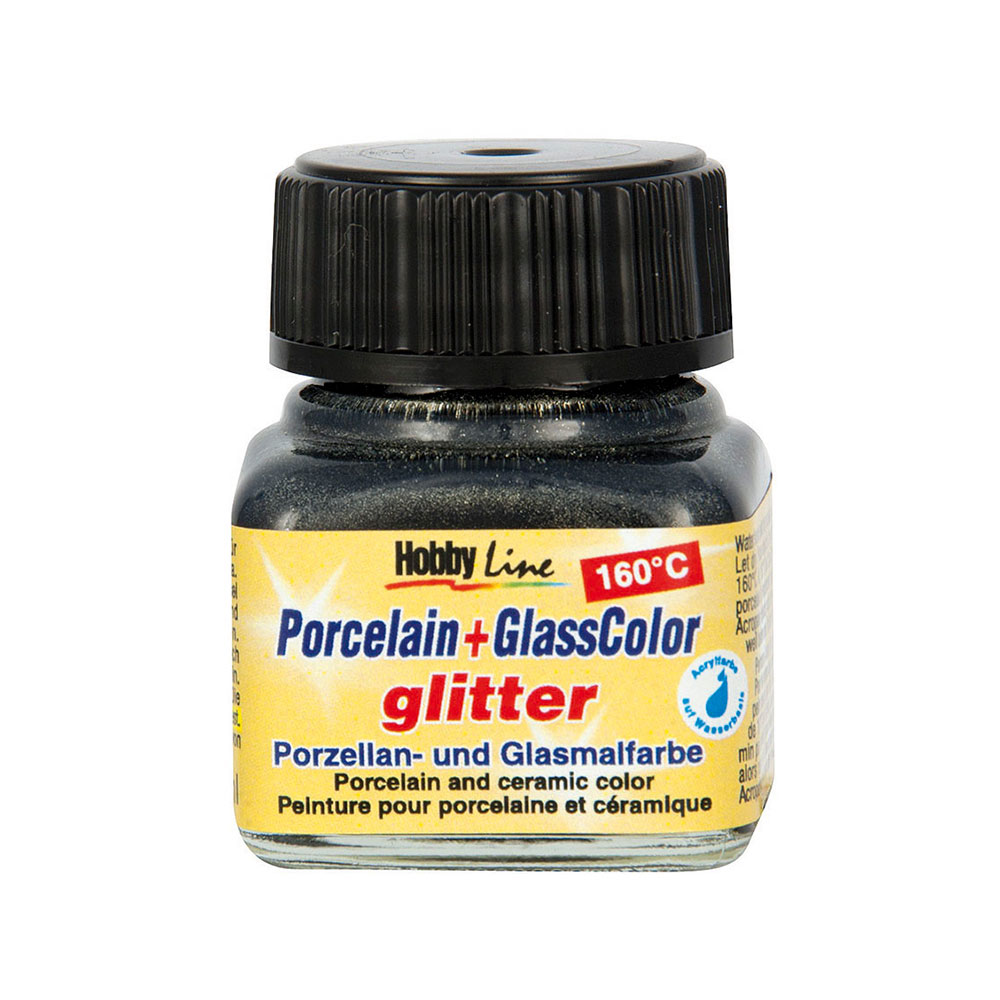 Porcelain+Glasscolor Glitter 160  Negro 20Ml.