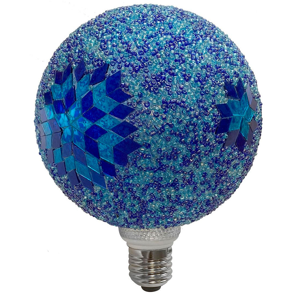 Lámpara Globo Led con abalorios azules 3W G125