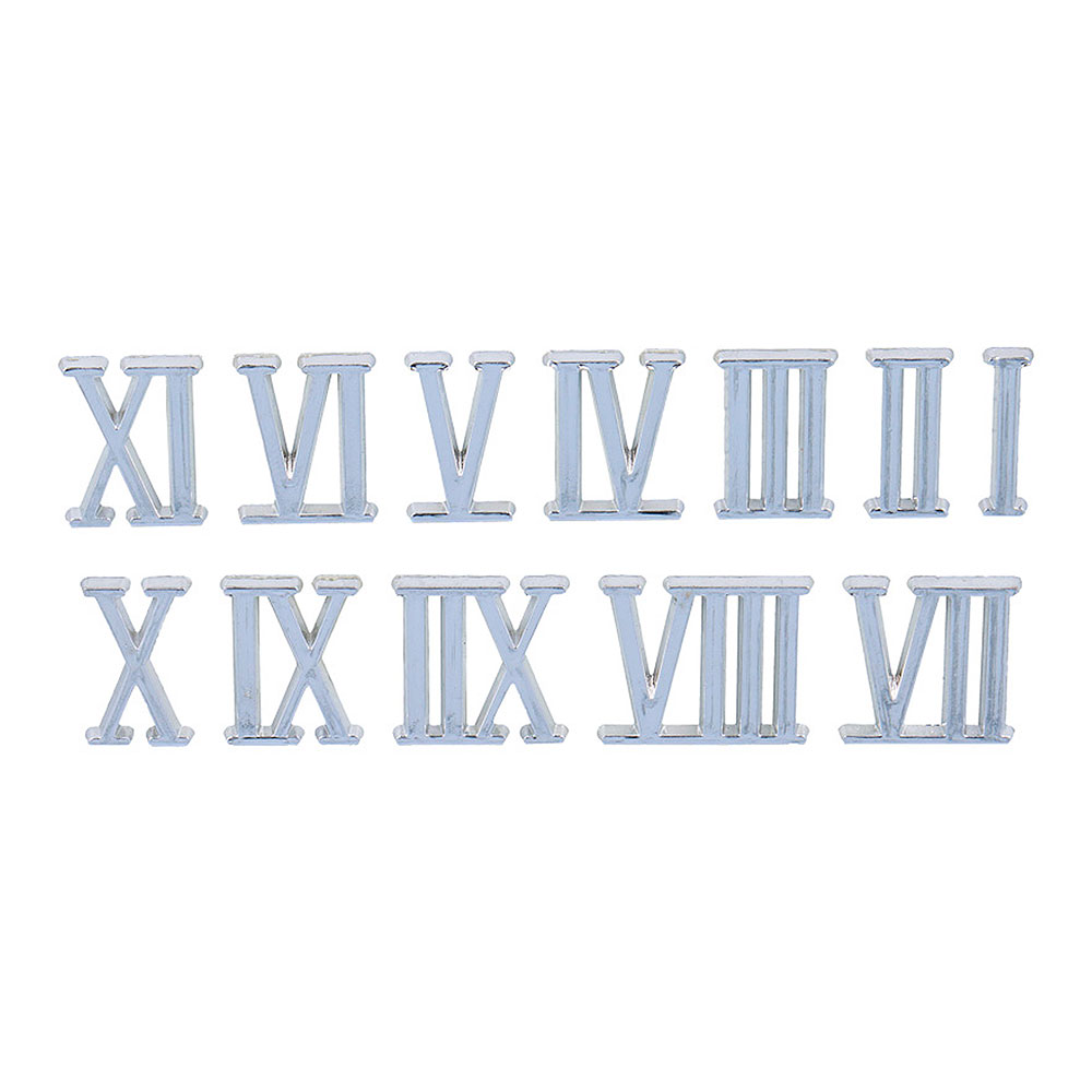 Números Romanos Plástico Adh Plateados 15mm.