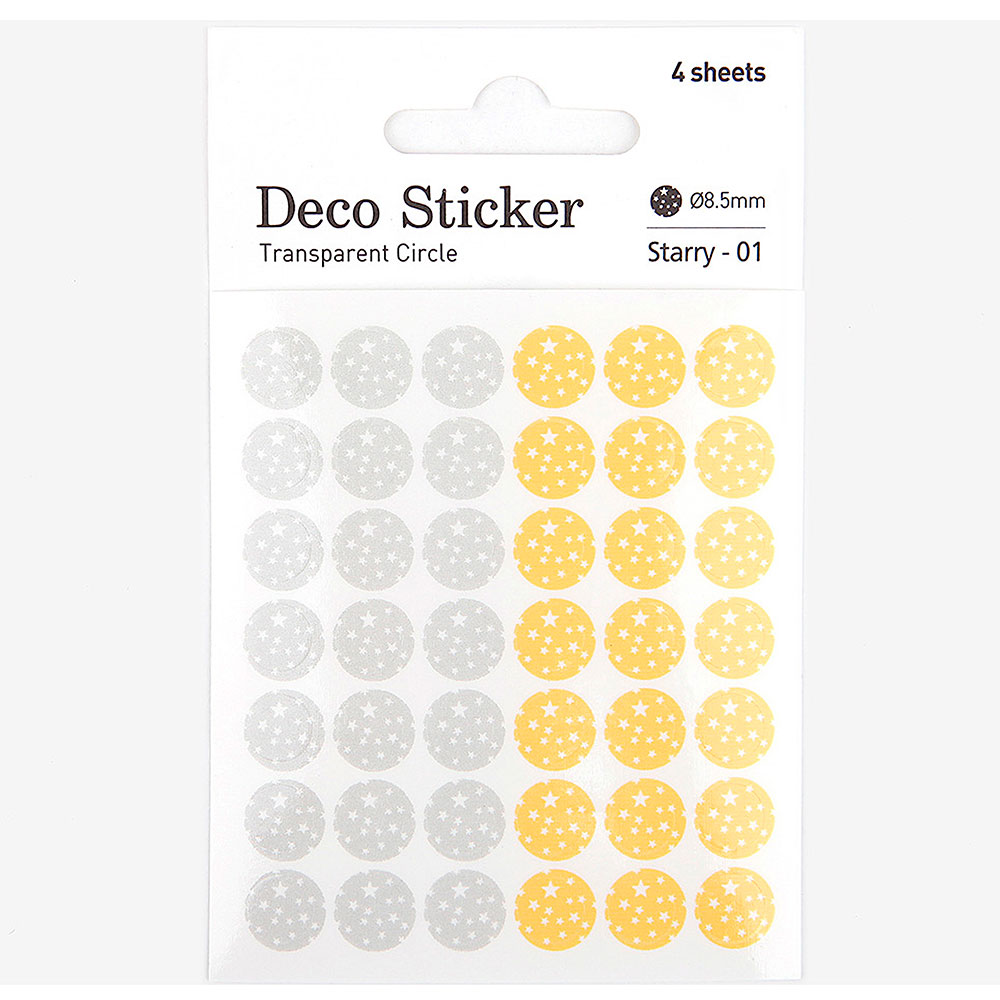 Pegatinas Papel Redondas 8,5mm. Starry 01 en Hojas