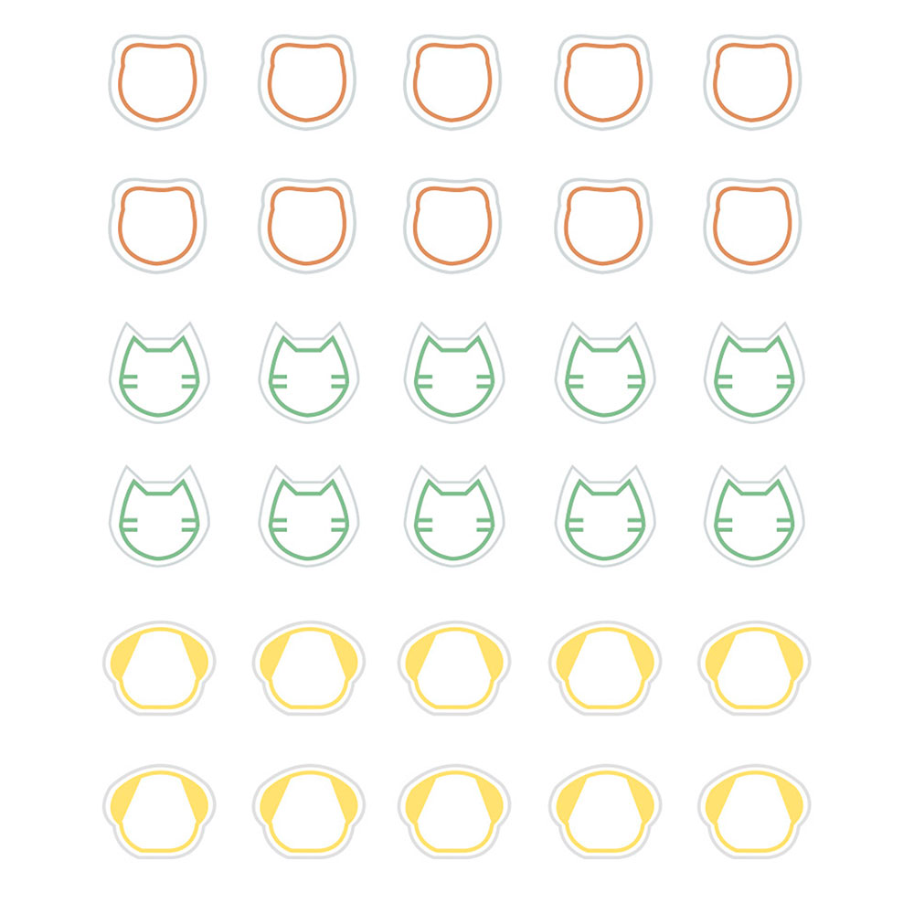 Pegatinas Papel Redondas 8mm. Animal Line 02 en 4 Hojas