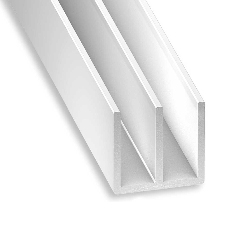Lemal PT5 2 metros Resistente a los golpes Perfil en U PVC Color blanco Perfil de borde 12,5 mm