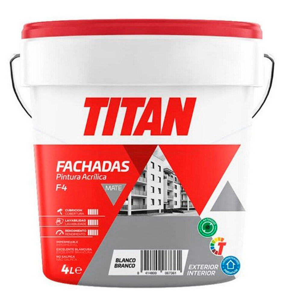 Pintura Acrílica Fachadas Mate F-4 Blanco 4 l