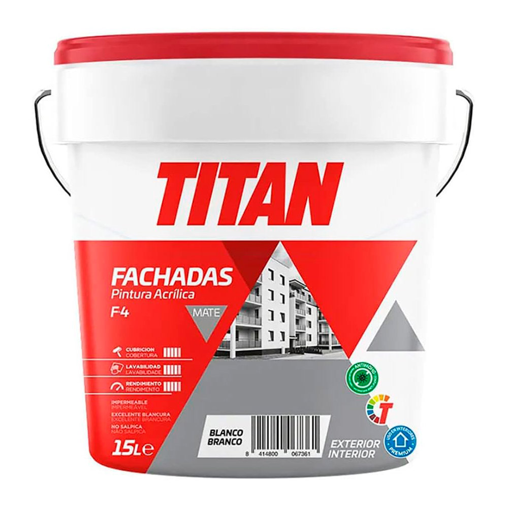 Pintura Acrílica Fachadas Mate F-4 Blanco 15 l
