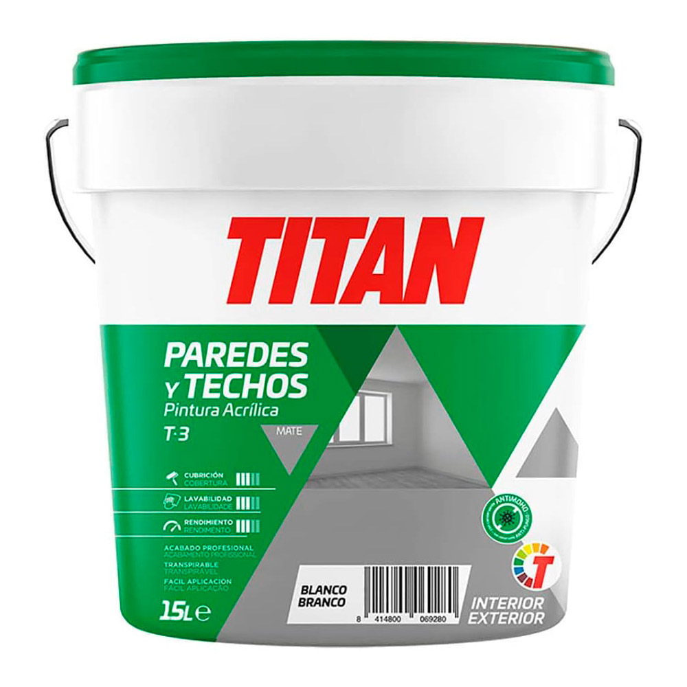 Pintura Acrílica T-3 Blanco Mate 15 l