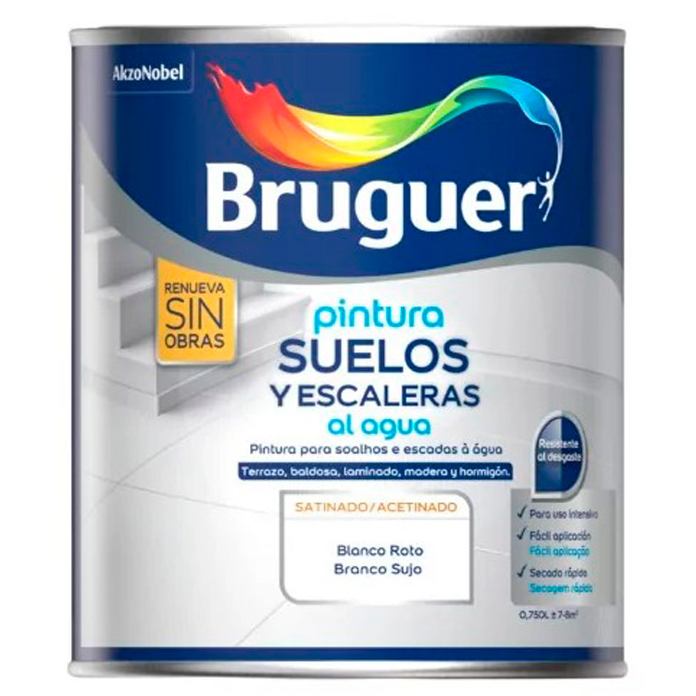 Pintura Bruguer Suelos Agua Satinada Blanco Roto 750 ml