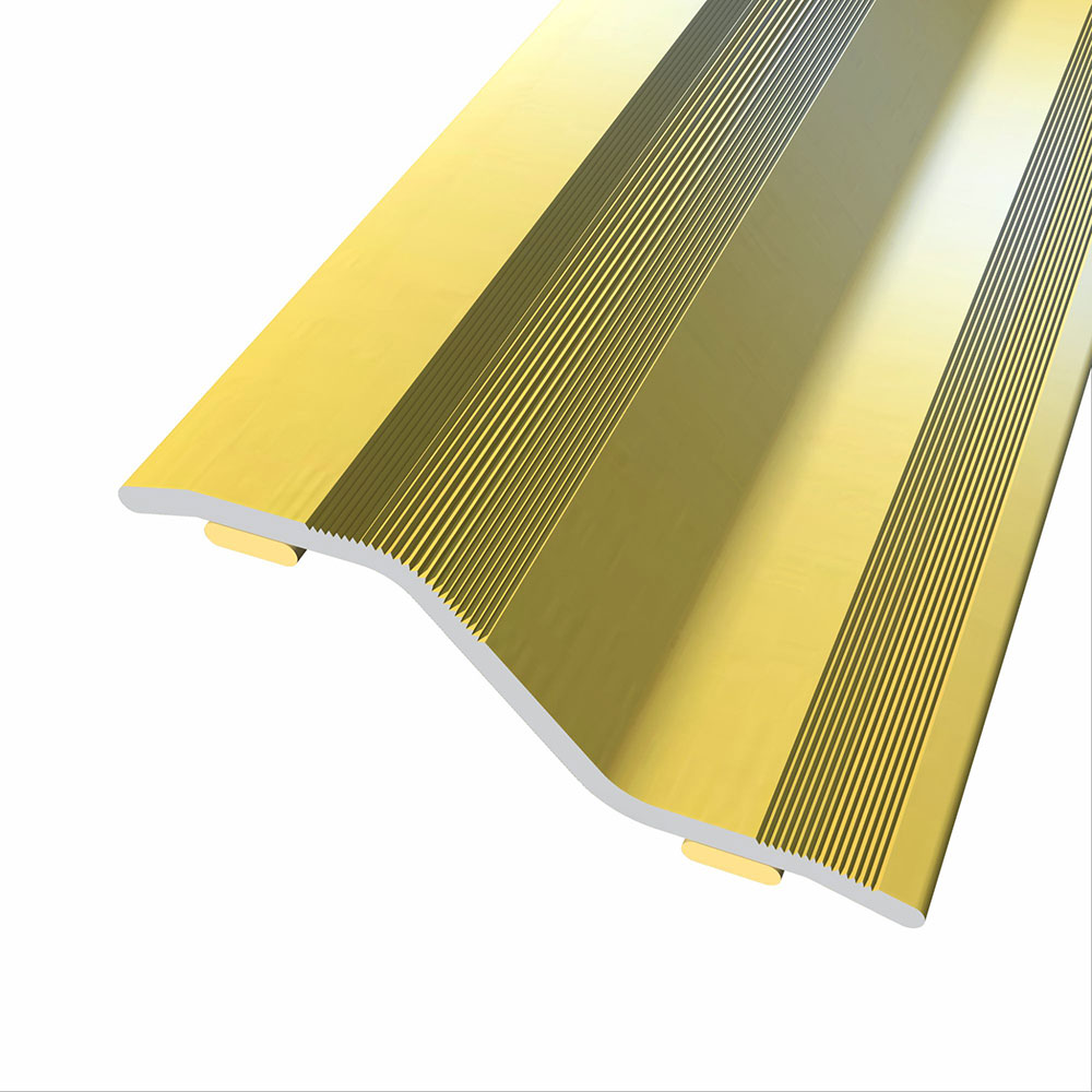 Pletina paso de puerta Aluminio Oro Cerámica Estriada Atornillar 83cm.