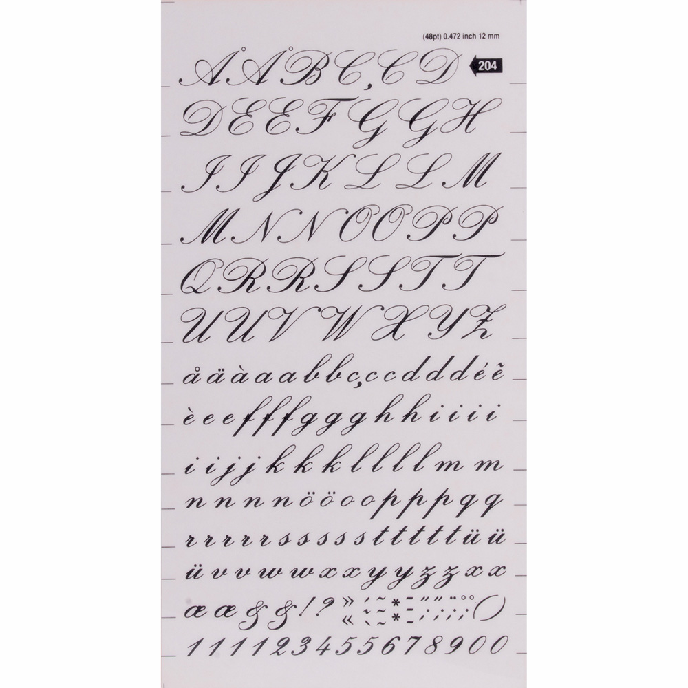 S. Letras&Numeros Transf. Negras 12Mm 1H