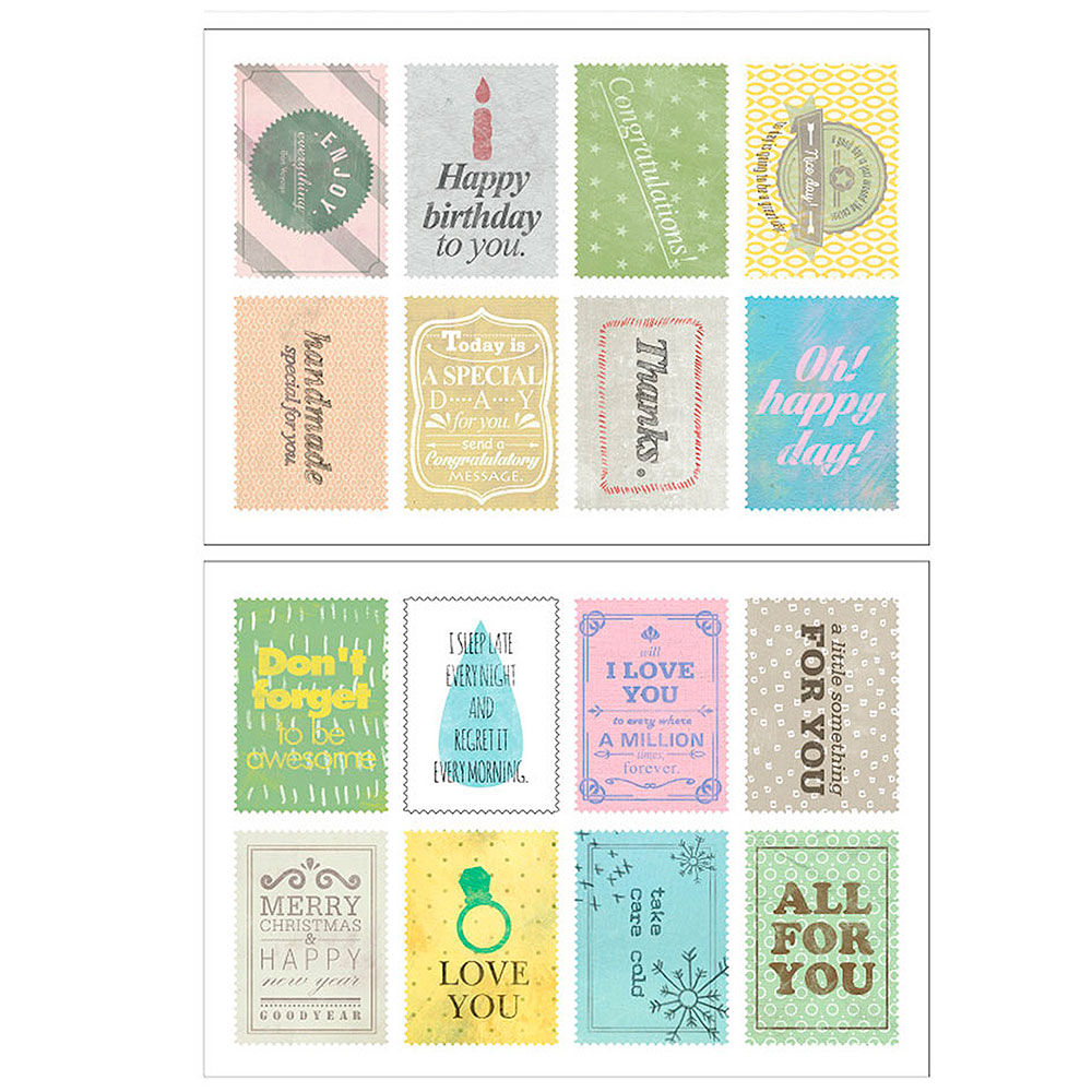 Sellos Papel Adh. Message 7x12cm. 2 Hojas