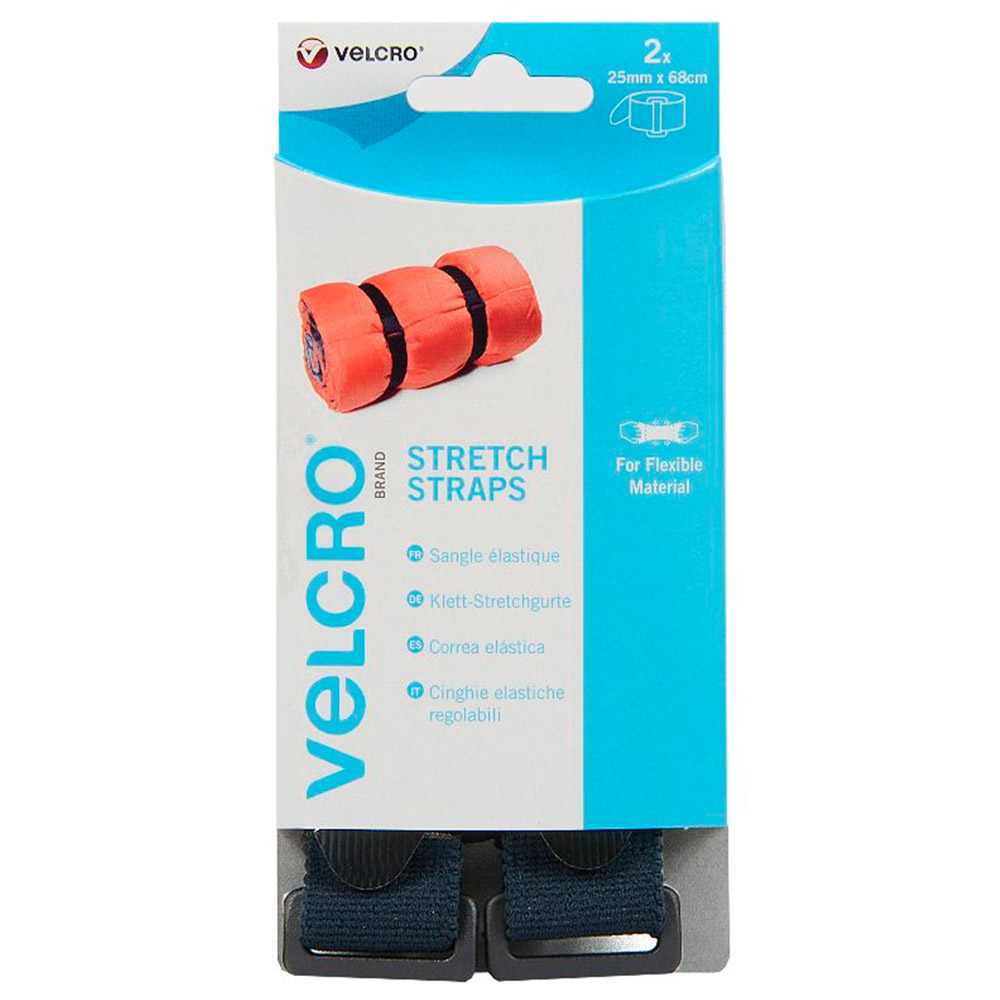 Strap elástico negro 25 mm x 68 cm 2 uds. VELCRO®