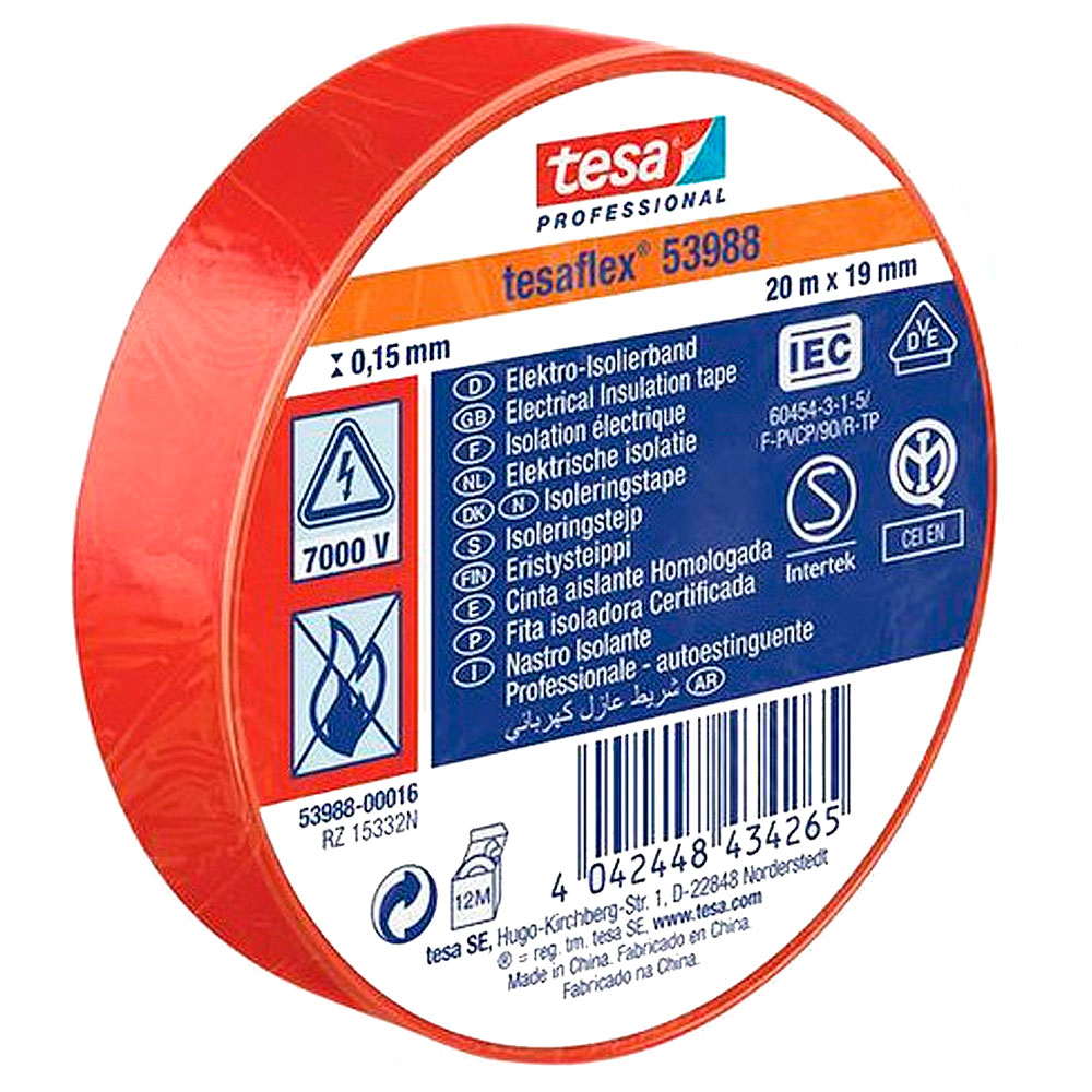 Cinta Aislante Tesaflex 20x19 Rojo