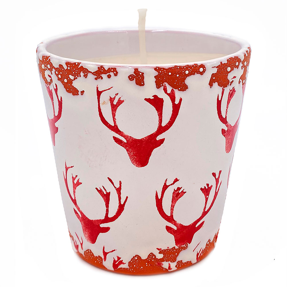 Vela Cerámica 10 cm Ciervo Rojo/Canela Naranja