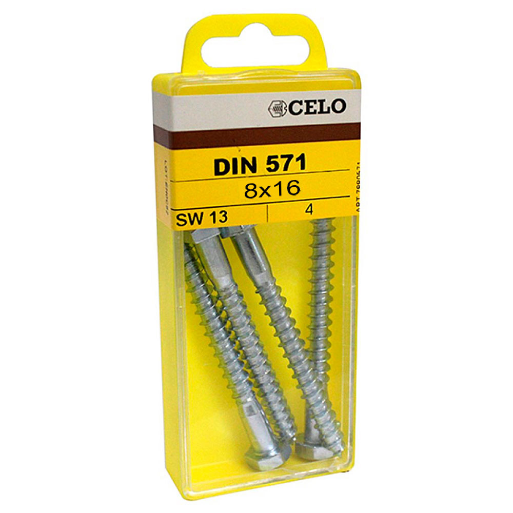 Tornillo Métrico Din 933 8x16mm. Cincado (4u.)